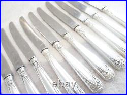 11 couteaux à dessert métal argenté st art nouveau tardif Soleil dessert knives