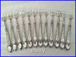 12 FOURCHETTES A HUÎTRE ARGENT MASSIF PUIFORCAT ART NOUVEAU 1900 oyster forks