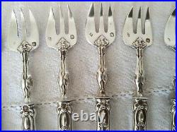 12 FOURCHETTES A HUÎTRE ARGENT MASSIF PUIFORCAT ART NOUVEAU 1900 oyster forks