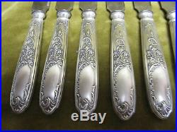 12 couteaux de table métal argenté Ercuis iris art nouveau (dinner knives)