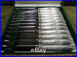 12 couteaux à dessert métal argenté Ercuis iris art nouveau (dessert knives)