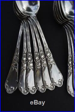 12 cuillères art nouveau tulipes boulenger en métal argenté (jugendstil)