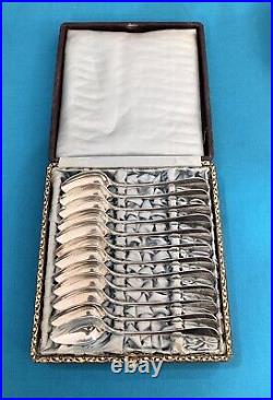 12 petites cuillères BOULANGER modèle BAGUETTE métal argenté ART NOUVEAU couvert