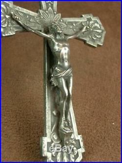 2/ Superbe Crucifix Grande Croix Pectorale En Argent Massif Art Nouveau
