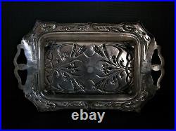 2972 armand frenais très joli plat en métal argenté art nouveau
