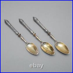 3x Art Nouveau Dessert Cuillère Wilkens 800 Argent Laffe Doré 1.124LOH