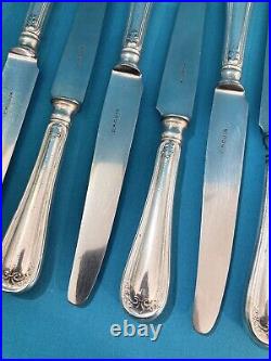 6 grands couteaux ERCUIS modèle LIERRE métal argenté ART NOUVEAU 25,5cm