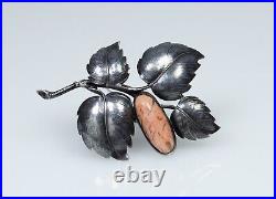 813 Argent Antique Art Nouveau Broche Agate A. Tillander