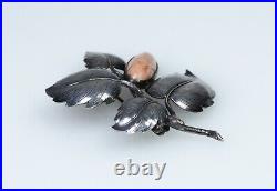 813 Argent Antique Art Nouveau Broche Agate A. Tillander