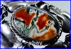 830 Argent Antique Art Nouveau Broche Agate