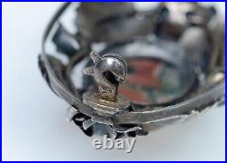 830 Argent Antique Art Nouveau Broche Agate