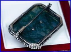 835 Argent Antique Art Nouveau Broche Agate Jagdschmuck