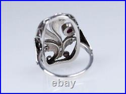 835 Argent Style Ancien Art Nouveau Anneau 0,40 CT Rubis