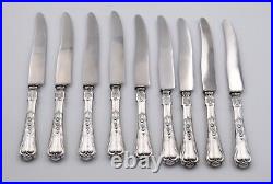 9 couteaux de table argent fourré & inox 800 Art Nouveau Suisse Jezler muguet