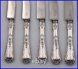 9 couteaux de table argent fourré & inox 800 Art Nouveau Suisse Jezler muguet