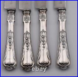 9 couteaux de table argent fourré & inox 800 Art Nouveau Suisse Jezler muguet