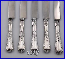 9 couteaux de table argent fourré & inox 800 Art Nouveau Suisse Jezler muguet