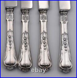 9 couteaux de table argent fourré & inox 800 Art Nouveau Suisse Jezler muguet