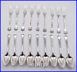 9 couverts de table cuillères & fourchettes en argent Art Nouveau Jezler muguet