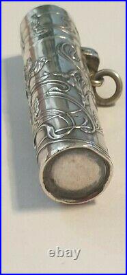 ANCIEN RARE FLACON A SELS DÉCOR ART NOUVEAU EN ARGENT MASSIF silver salt bottle
