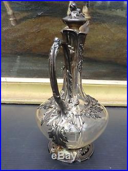Aiguière carafe argent massif Auguste Debain fin 19ème art nouveau ewer 1900