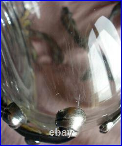 Aiguière 1900 en verre et métal argenté de style Louis XV / Rococo qqs rayures