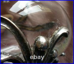 Aiguière 1900 en verre et métal argenté de style Louis XV / Rococo qqs rayures