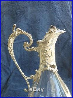 Aiguière Cristal bronze argenté Art Nouveau Femme Raisin Vigne Superbe
