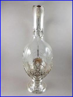 Alphonse Debain Aiguière en cristal et argent massif Minerve Art Nouveau