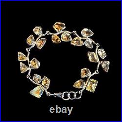 Ancien Bracelet En Argent 925? & Nombreuses Citrines & Art Nouveau & Vers 1900