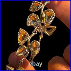 Ancien Bracelet En Argent 925? & Nombreuses Citrines & Art Nouveau & Vers 1900