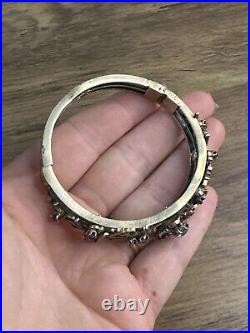 Ancien Bracelet En Argent Massif Vermeil Art Nouveau Fleurie 1900 Marguerite