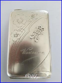 Ancien Étui A Cigarettes Argent Massif Varsovie Art Nouveau Silver Case 1900