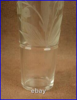 Ancien Flacon Flasque Cristal Argent Massif Art Nouveau Decor De Muguet