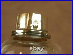 Ancien Flacon Flasque Cristal Argent Massif Art Nouveau Decor De Muguet