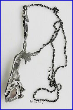 Ancien collier argent massif d'époque art nouveau Danseuse Quartz de 10 cm