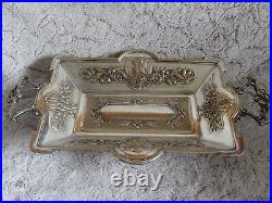 Ancien grand centre de table plat WMF en métal argenté art nouveau