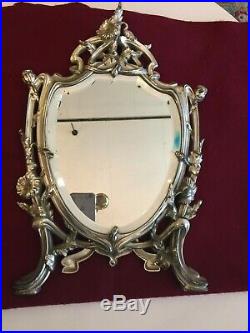 Ancien miroir psyché art nouveau bronze argenté