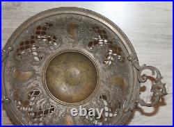 Ancien piédestal en laiton plaqué argent floral Art Nouveau