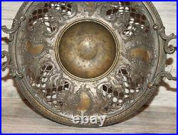 Ancien piédestal en laiton plaqué argent floral Art Nouveau