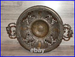 Ancien piédestal en laiton plaqué argent floral Art Nouveau