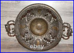 Ancien piédestal en laiton plaqué argent floral Art Nouveau