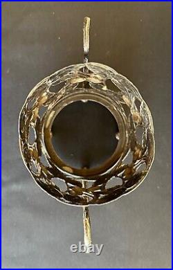 Ancien porte bouteilles WMF métal argenté Art nouveau décor cerise floral
