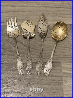 Ancien service à mignardises en argent massif Art Nouveau 1900