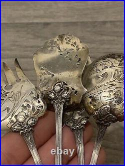 Ancien service à mignardises en argent massif Art Nouveau 1900