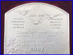 Ancienne MEDAILLE en ARGENT MASSIF signée DUPRÉ 1902 Art Nouveau boîte d'origine