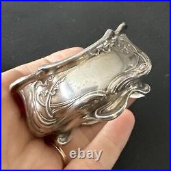 Ancienne Paire De Salerons Salière Poivrière En Argent Massif Art Nouveau 1900