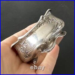 Ancienne Paire De Salerons Salière Poivrière En Argent Massif Art Nouveau 1900