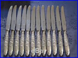 Art Nouveau 12 Couteaux De Table En Metal Argente Parfait Etat