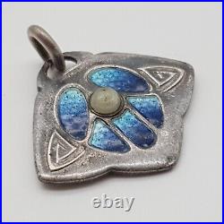 Art Nouveau 800 Pendentif en Argent Émaillé Breloque. (105)